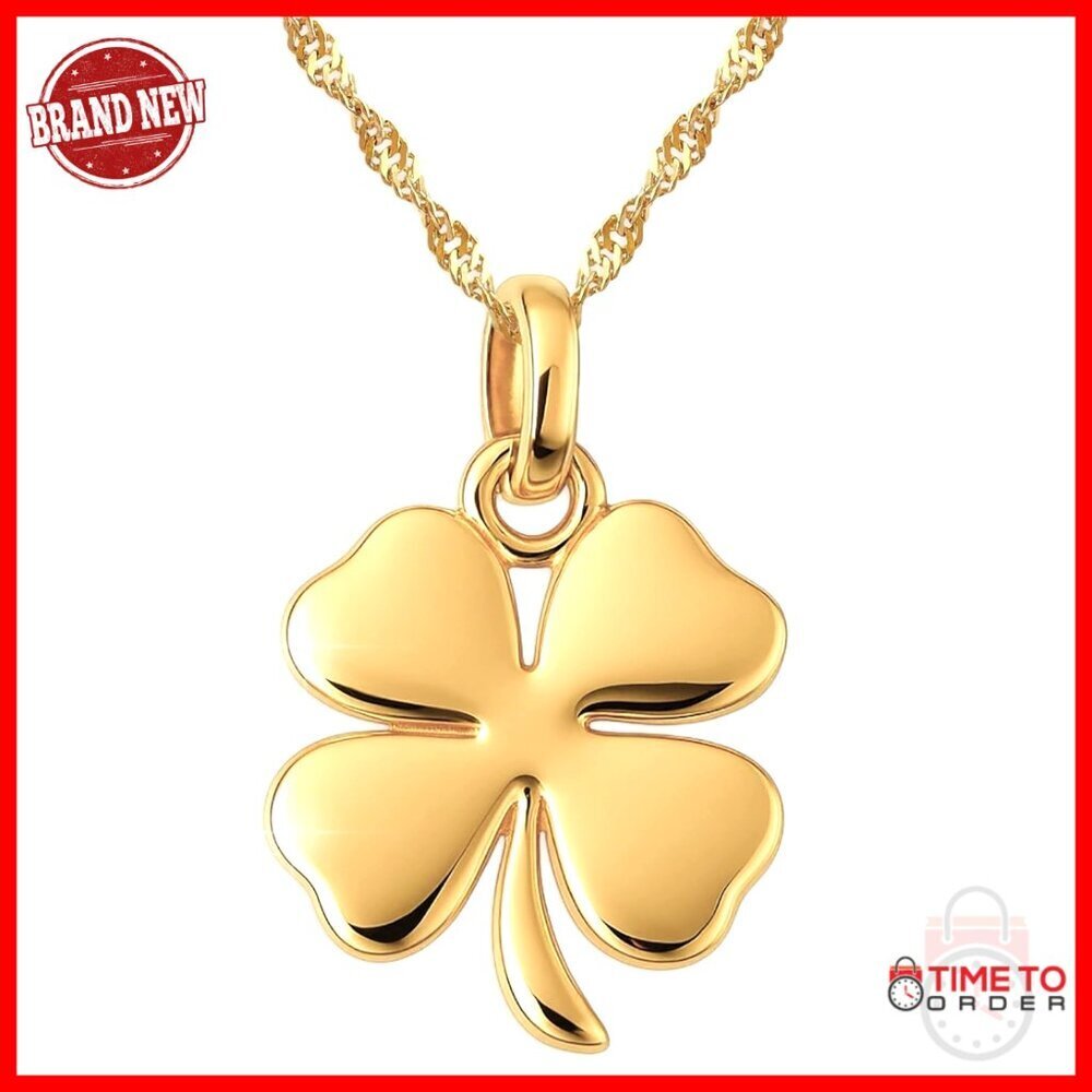 Sterling Silver Four Leaf Clover Pendant Necklace 20" Chain Good Luck Charm